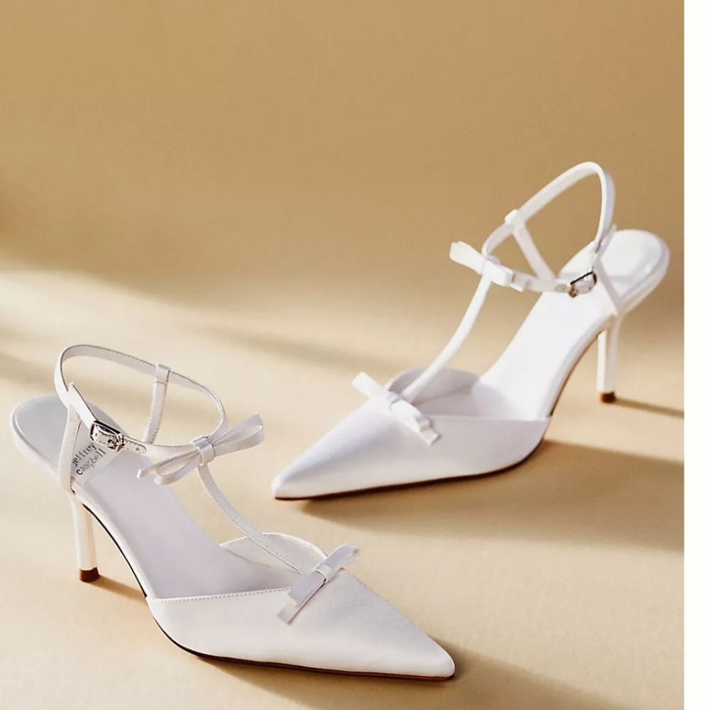 Jeffrey Campbell Playhouse Champagne Satin Heels Sz 11 NIB